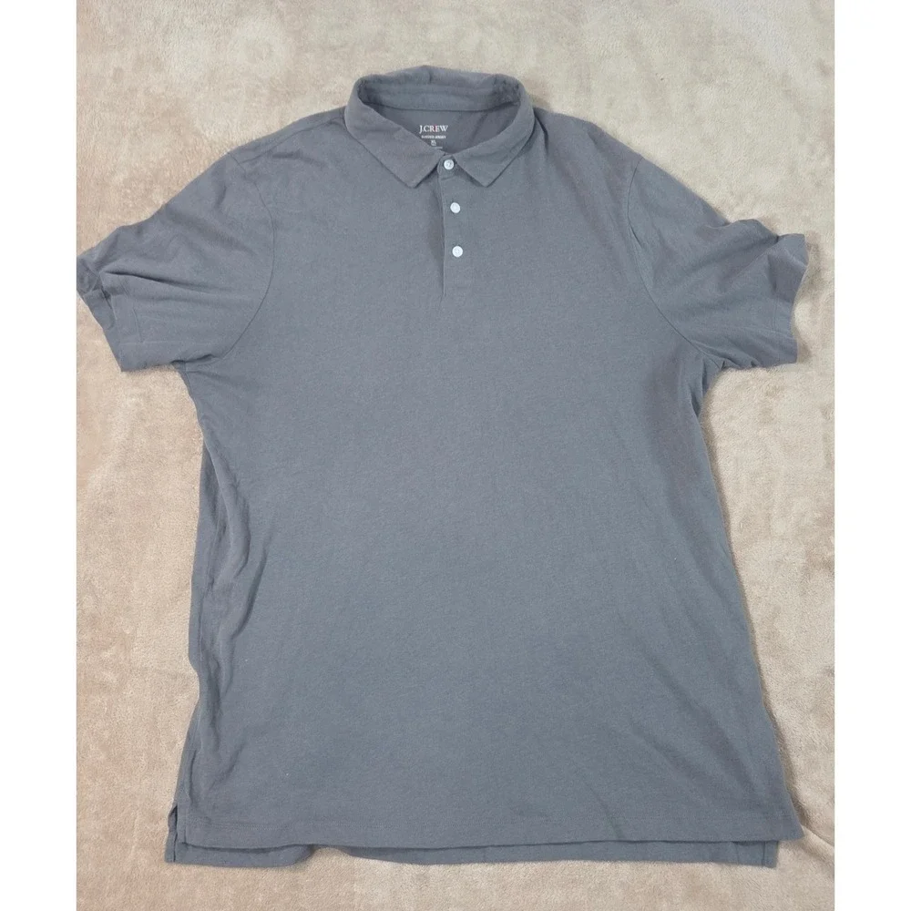 J. CREW Suede Jersey Oarsman Polo Shirt XLT Tall Gray 100% Cotton S/S BW394